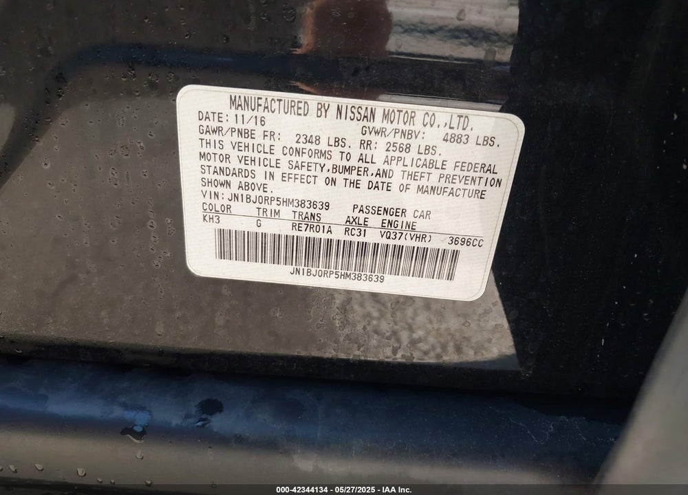2017 INFINITI QX50 VIN: JN1BJ0RP5HM383639