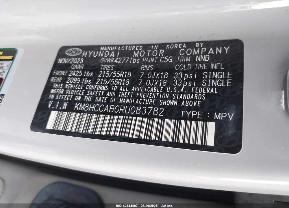 2024 HYUNDAI KONA VIN: KM8HCCAB0RU083782