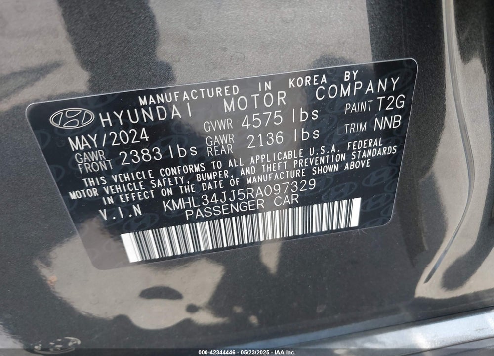 2024 HYUNDAI SONATA HYBRID SEL VIN: KMHL34JJ5RA097329