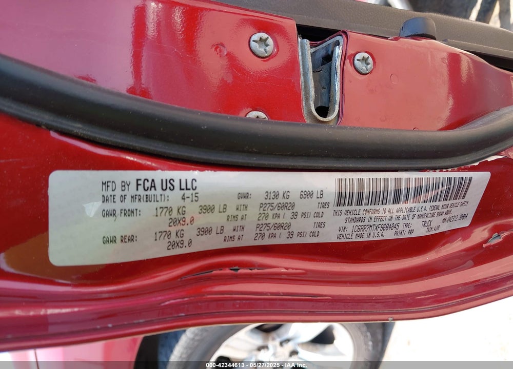2015 RAM 1500 SPORT VIN: 1C6RR7MTXFS684845