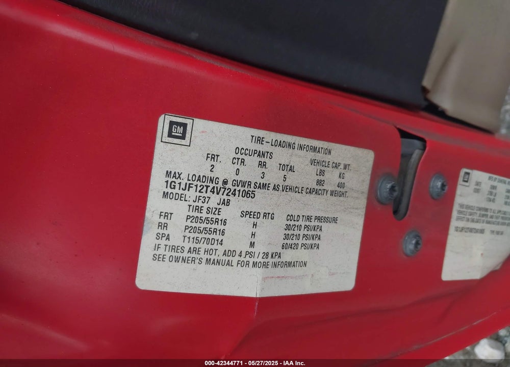 1997 CHEVROLET CAVALIER Z24 VIN: 1G1JF12T4V7241065