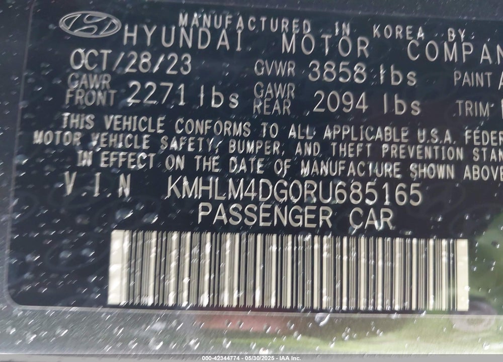 2024 HYUNDAI ELANTRA VIN: KMHLM4DG0RU685165