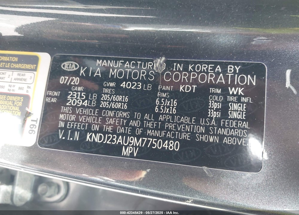 2021 KIA SOUL VIN: KNDJ23AU9M7750480