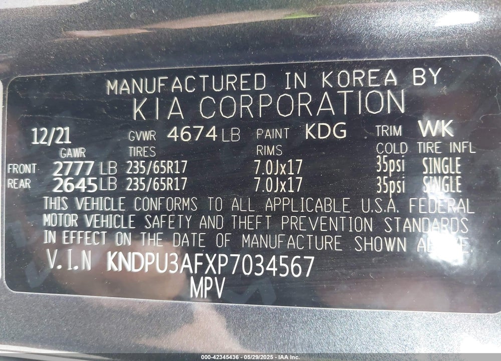 2023 KIA SPORTAGE VIN: KNDPU3AFXP7034567