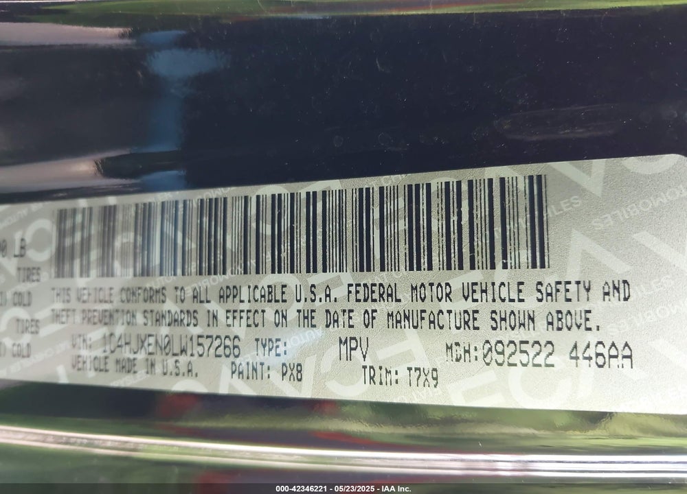 2020 JEEP WRANGLER UNLIMITED VIN: 1C4HJXEN0LW157266