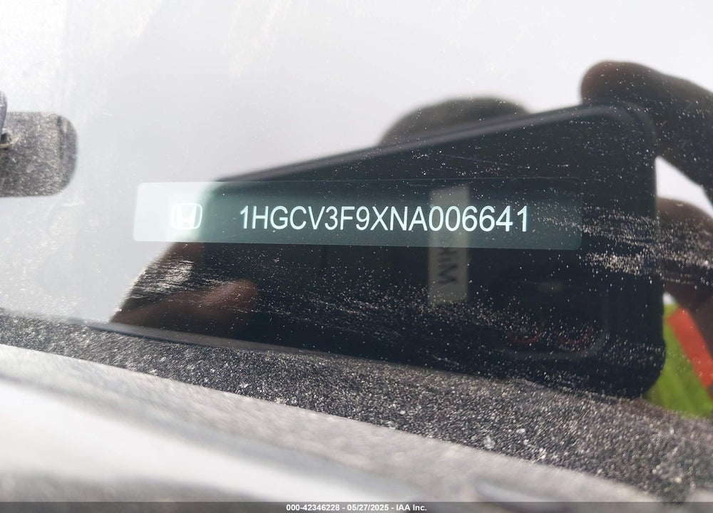 2022 HONDA ACCORD HYBRID TOURING VIN: 1HGCV3F9XNA006641