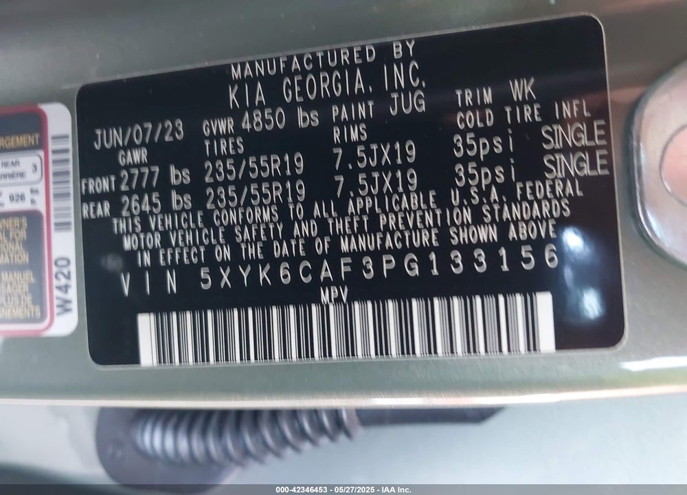 2023 KIA SPORTAGE VIN: 5XYK6CAF3PG133156