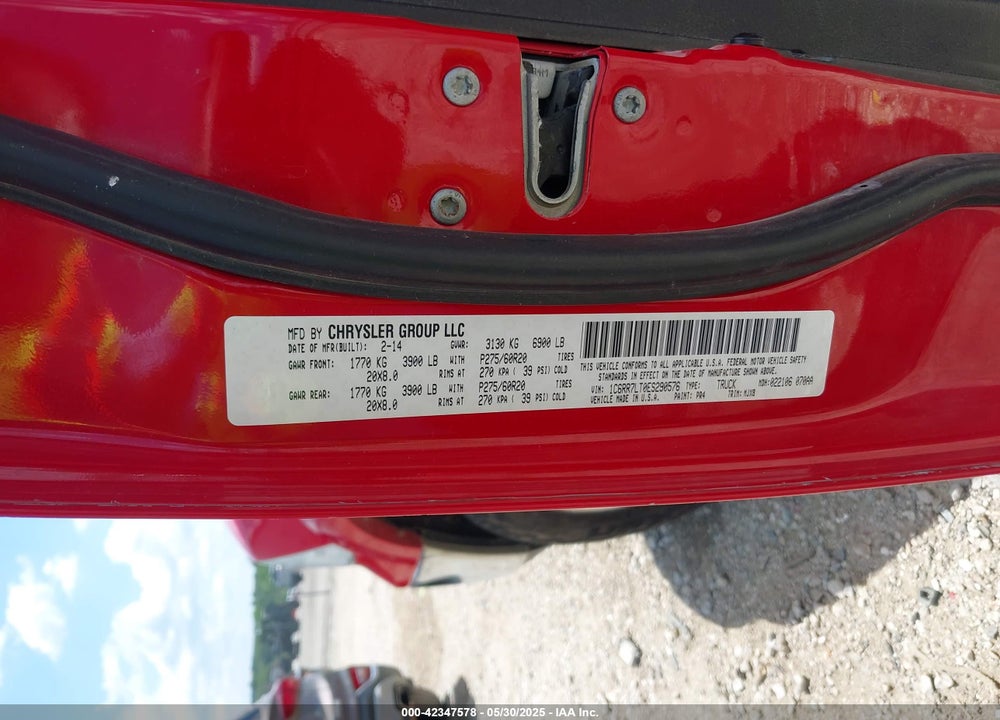 2014 RAM 1500 OUTDOORSMAN VIN: 1C6RR7LT0ES290576