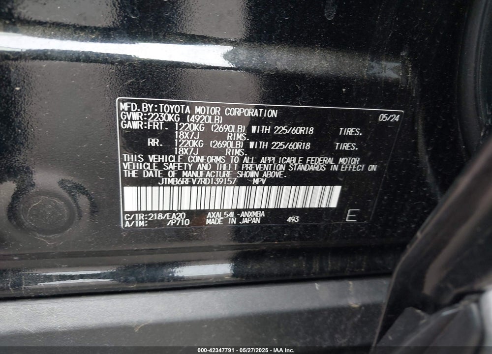 2024 TOYOTA RAV4 HYBRID VIN: JTMB6RFV7RD139157