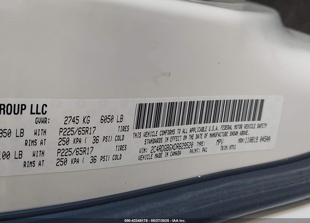 2013 DODGE GRAND CARAVAN SE VIN: 2C4RDGBGXDR629520