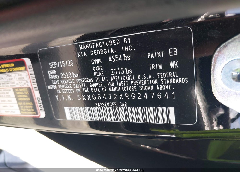 2024 KIA K5 GT LINE VIN: 5XXG64J2XRG247641