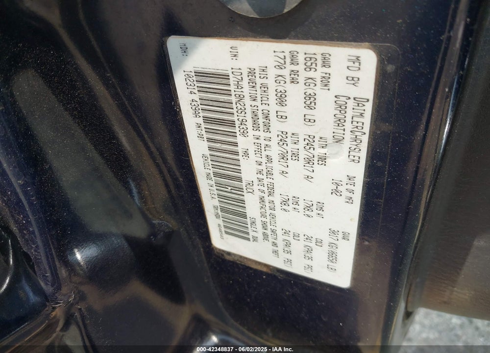 2003 DODGE RAM 1500 SLT/LARAMIE/ST VIN: 1D7HA18N23S194390