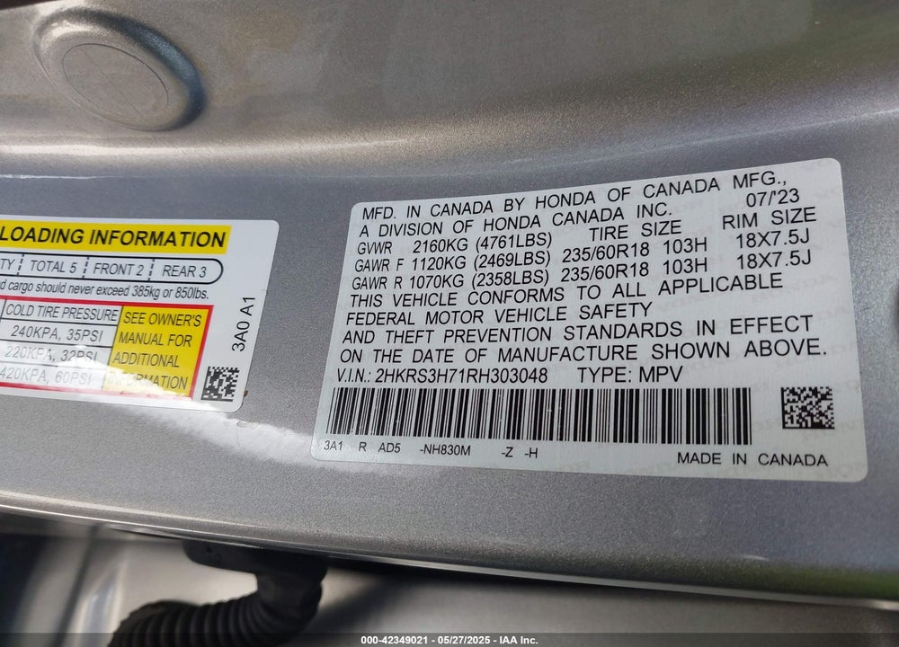 2024 HONDA CR-V EX-L 2WD VIN: 2HKRS3H71RH303048
