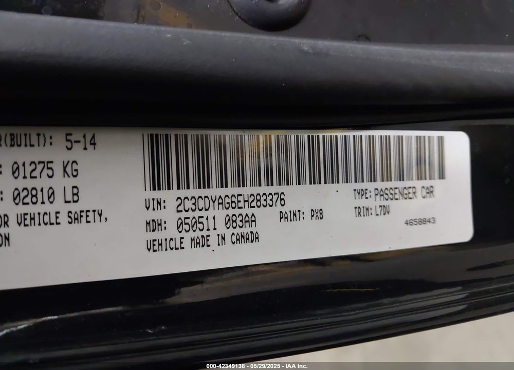 2014 DODGE CHALLENGER VIN: 2C3CDYAG6EH283376