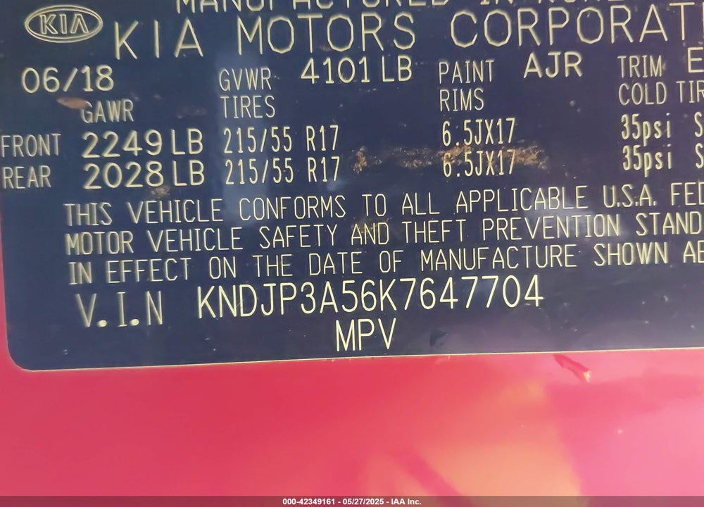 2019 KIA SOUL VIN: KNDJP3A56K7647704
