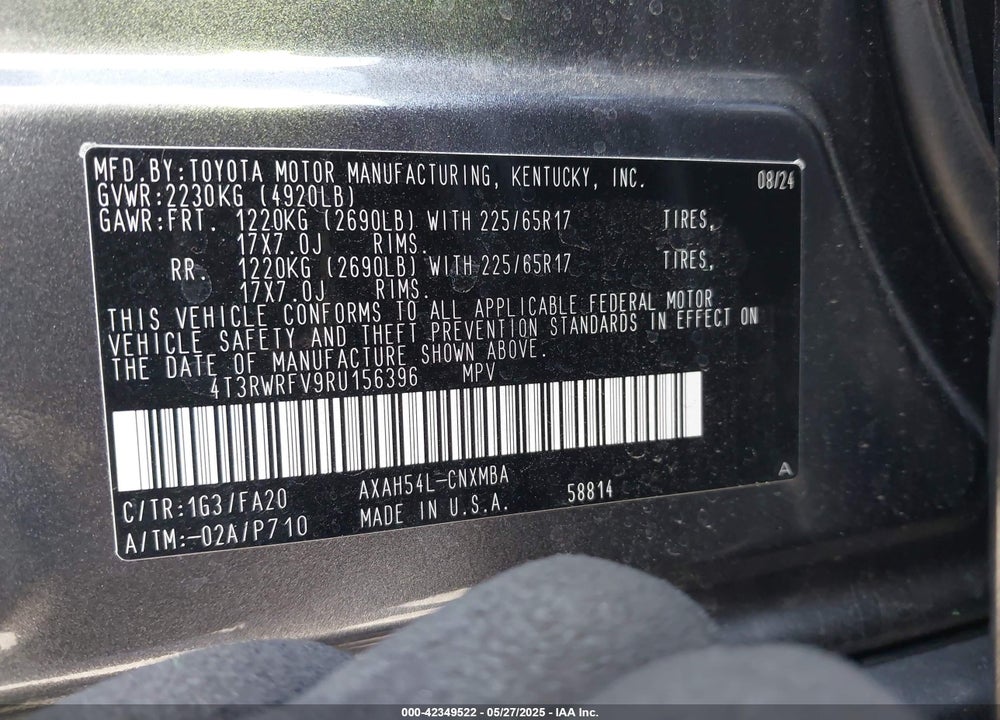 2024 TOYOTA RAV4 HYBRID XLE VIN: 4T3RWRFV9RU156396