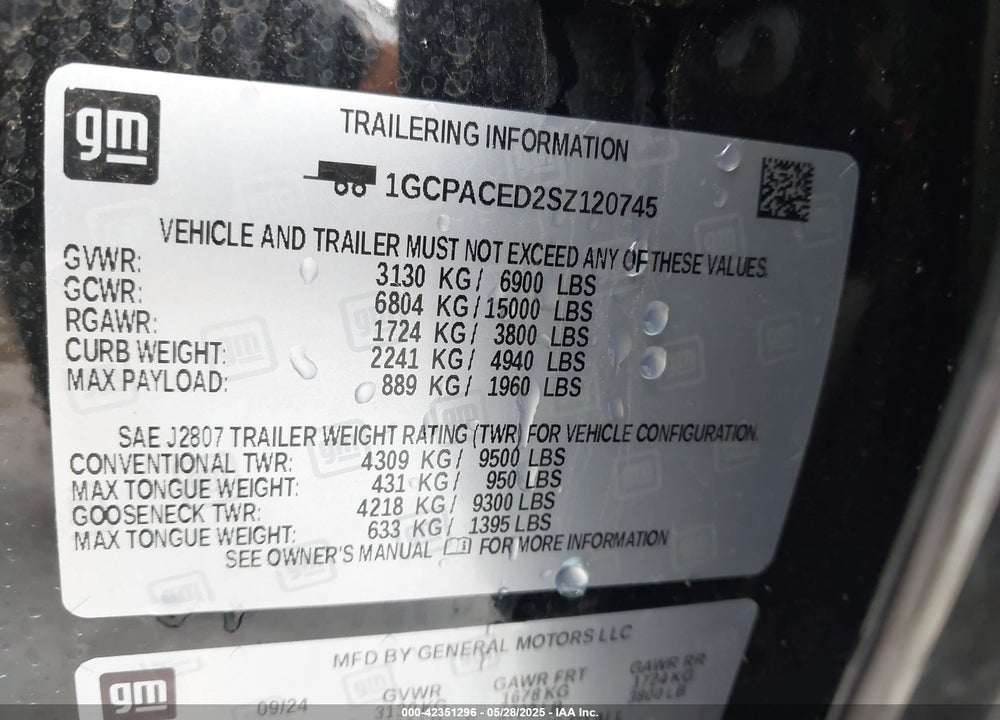 2025 CHEVROLET SILVERADO VIN: 1GCPACED2SZ120745
