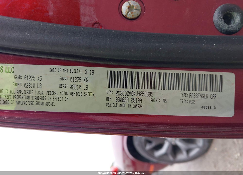 2018 DODGE CHALLENGER SXT PLUS VIN: 2C3CDZAG4JH258685