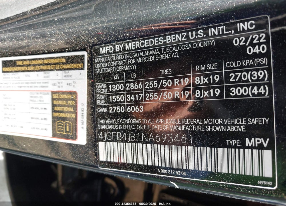 2022 MERCEDES-BENZ GLE 350 VIN: 4JGFB4JB1NA693461