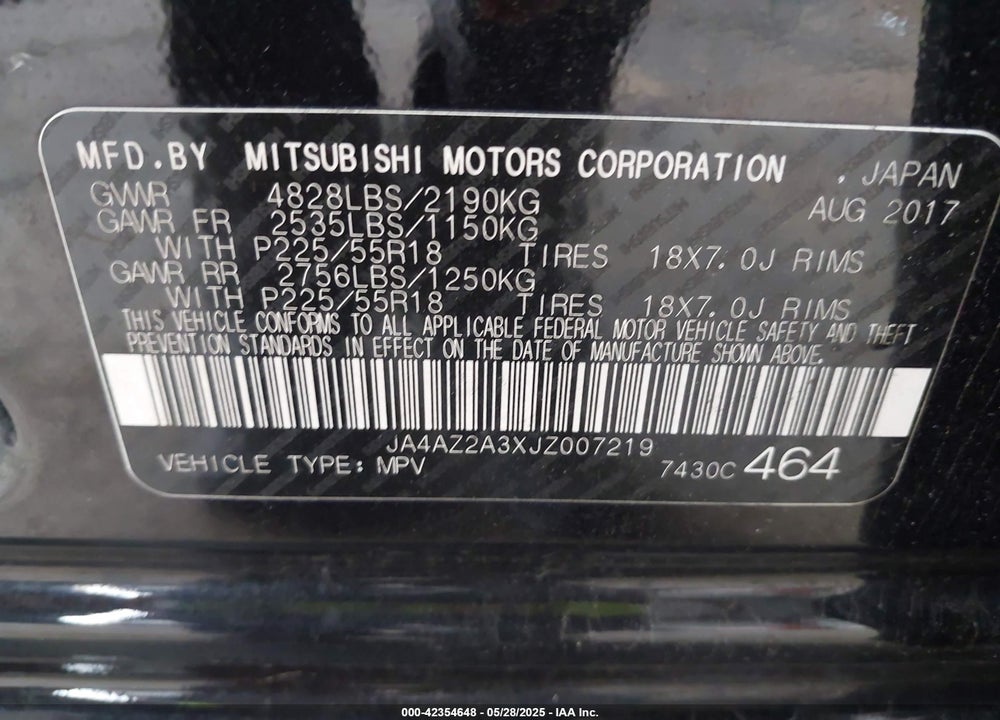 2018 MITSUBISHI OUTLANDER ES VIN: JA4AZ2A3XJZ007219