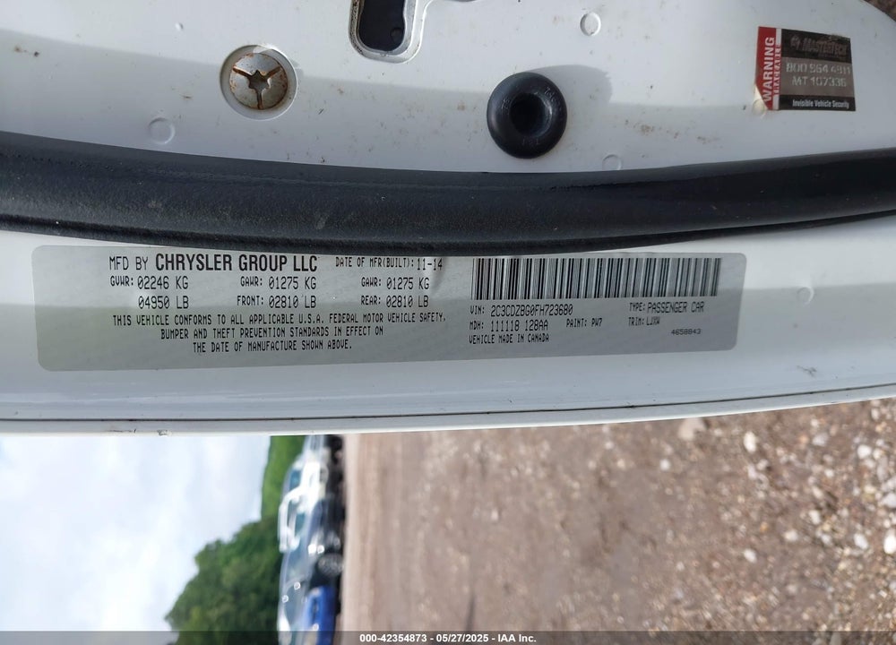 2015 DODGE CHALLENGER VIN: 2C3CDZBG0FH723680
