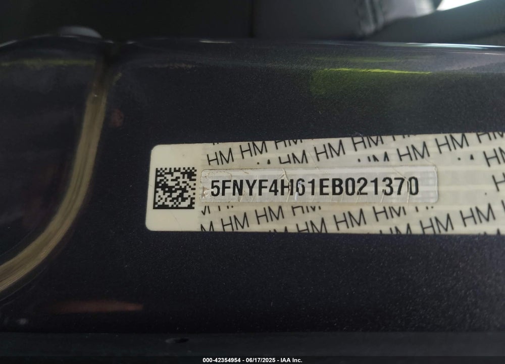 2014 HONDA PILOT VIN: 5FNYF4H61EB021370
