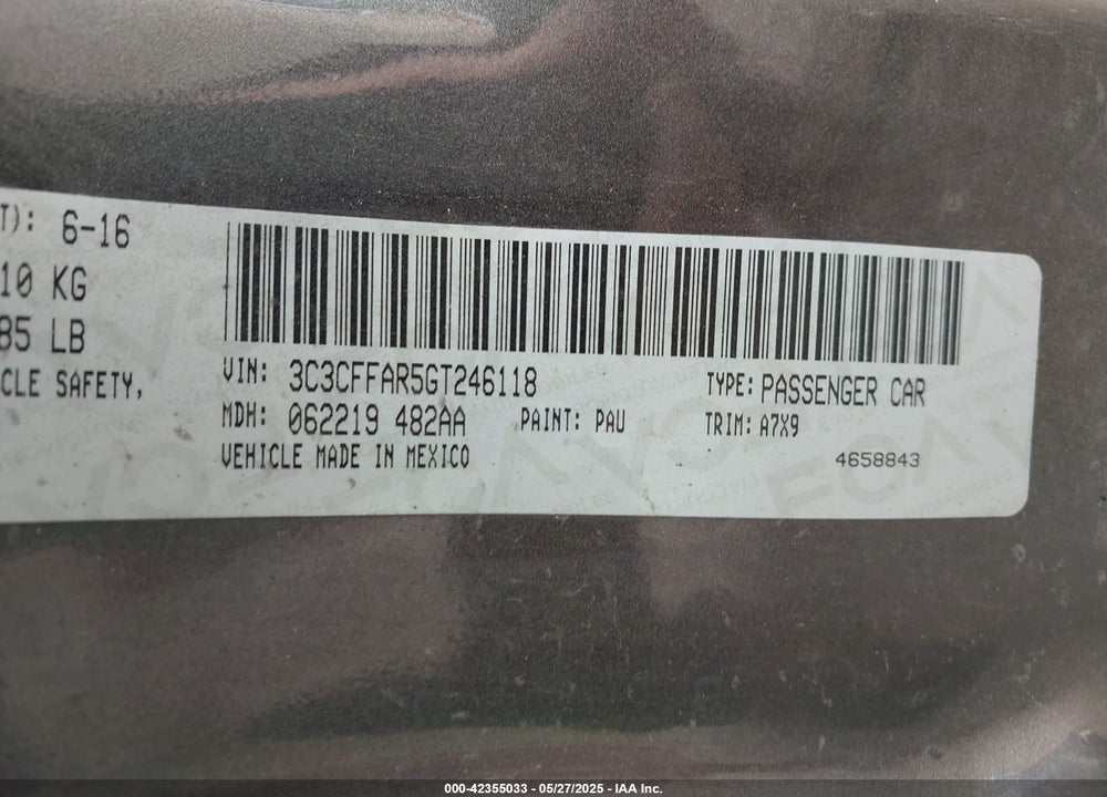 2016 FIAT 500 POP VIN: 3C3CFFAR5GT246118