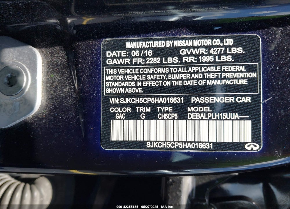 2017 INFINITI QX30 VIN: SJKCH5CP5HA016631