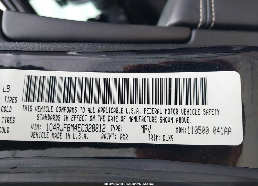 2014 JEEP GRAND CHEROKEE LIMITED VIN: 1C4RJFBM4EC328812