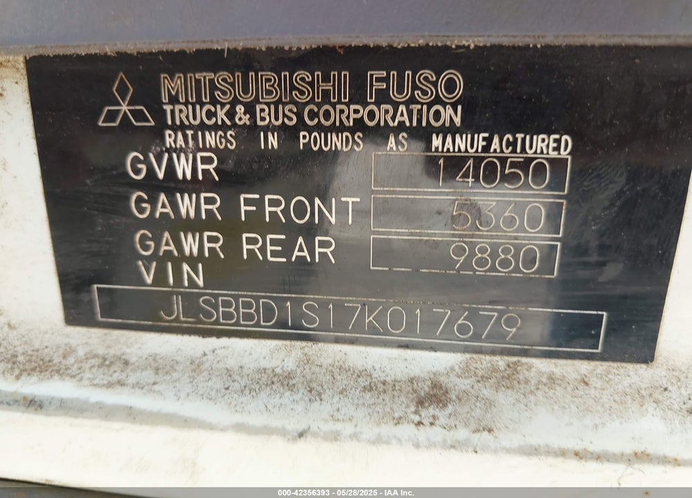 2007 STERLING TRUCK MITSUBISHI CHASSIS COE VIN: JLSBBD1S17K017679