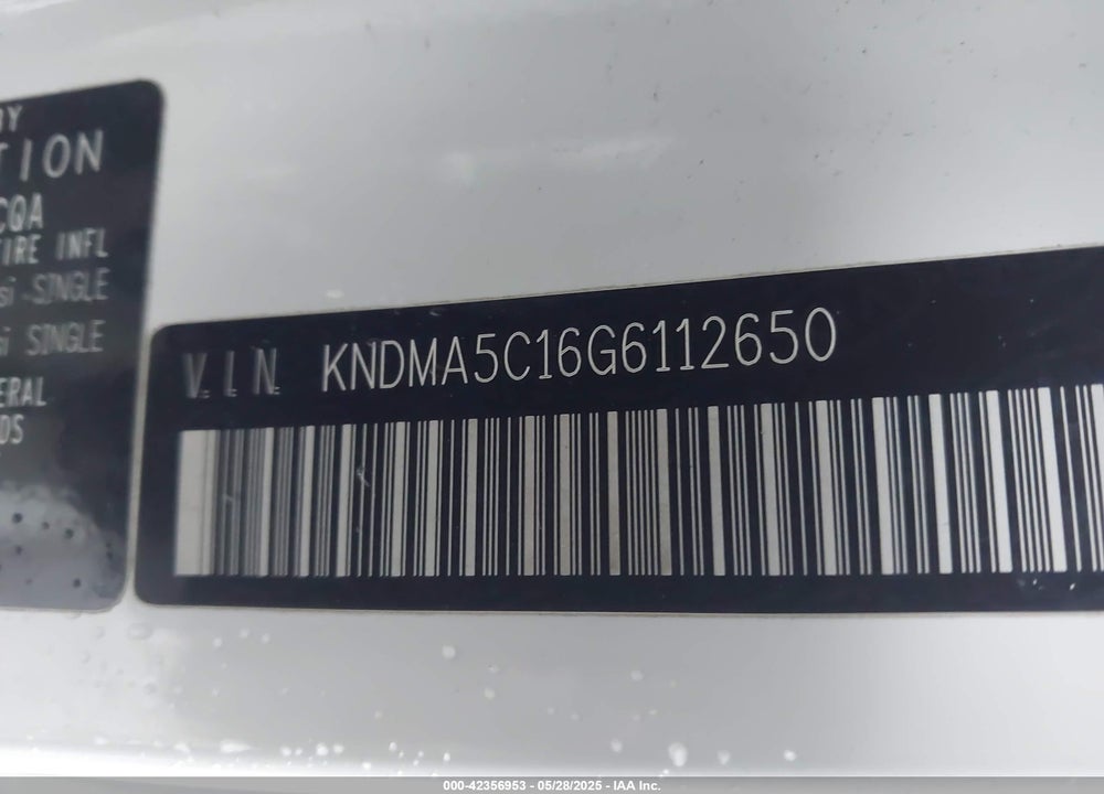 2016 KIA SEDONA VIN: KNDMA5C16G6112650