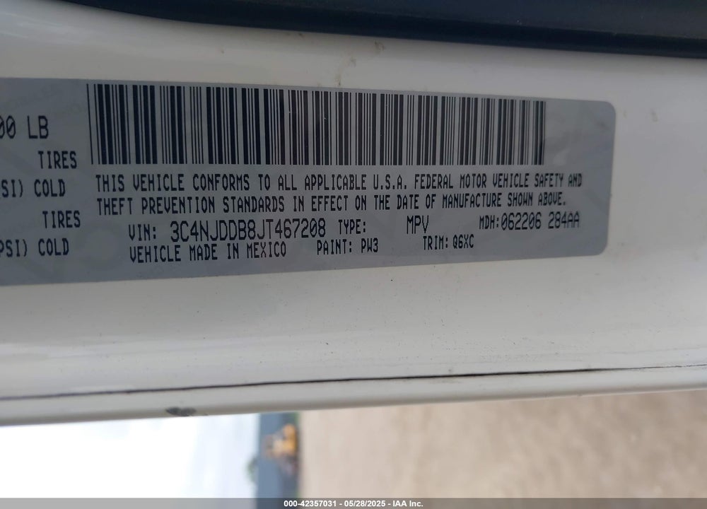 2018 JEEP COMPASS VIN: 3C4NJDDB8JT467208