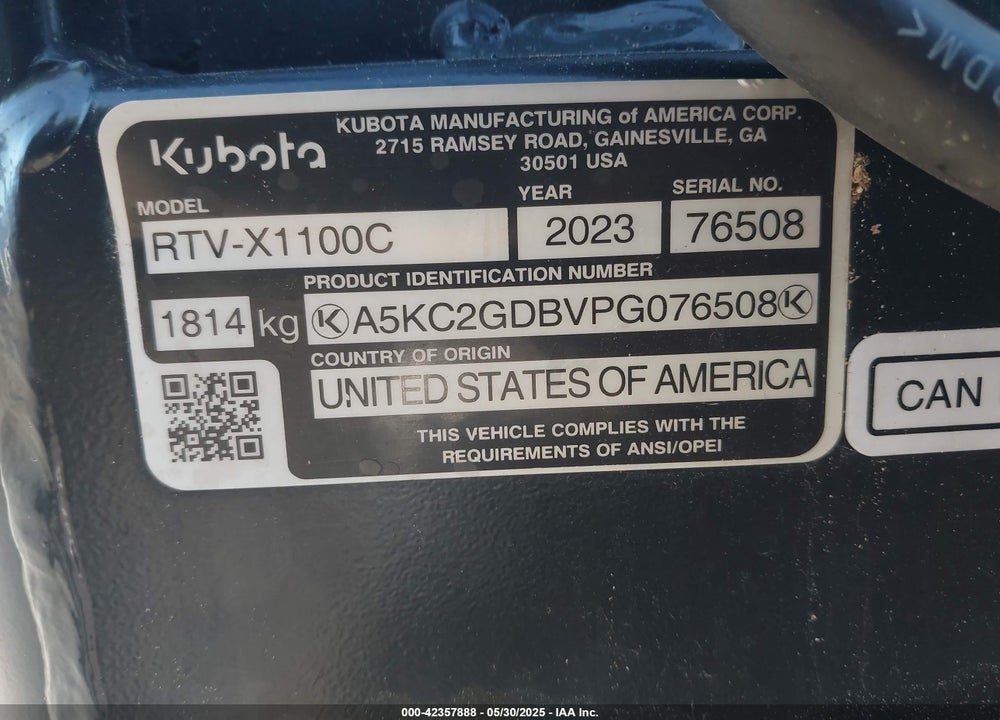 2023 KUBOTA OTHER VIN: A5KC2GDBVPG076508