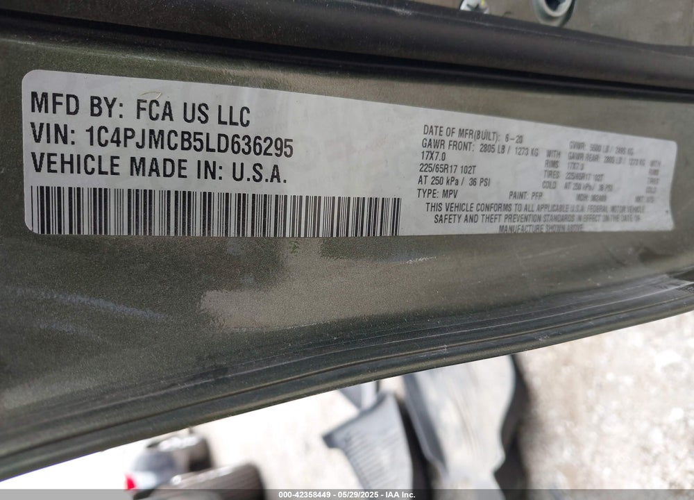 2020 JEEP CHEROKEE LATITUDE 4X4 VIN: 1C4PJMCB5LD636295