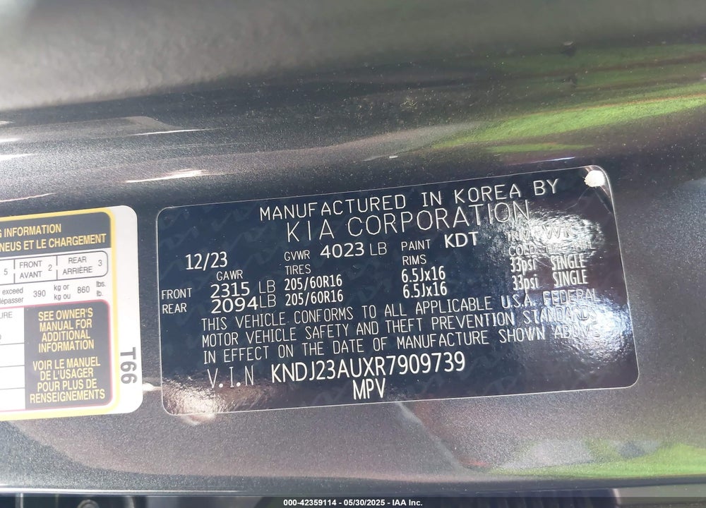 2024 KIA SOUL VIN: KNDJ23AUXR7909739