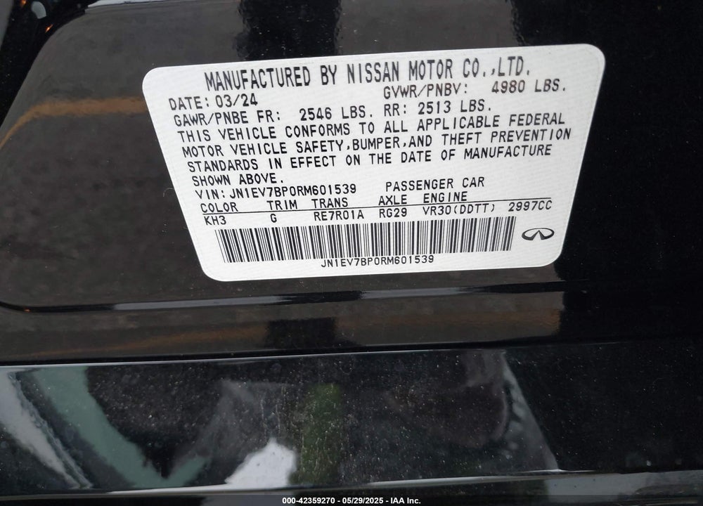 2024 INFINITI Q50 VIN: JN1EV7BP0RM601539