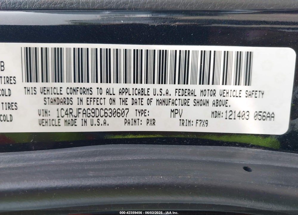 2013 JEEP GRAND CHEROKEE LAREDO VIN: 1C4RJFAG9DC630607