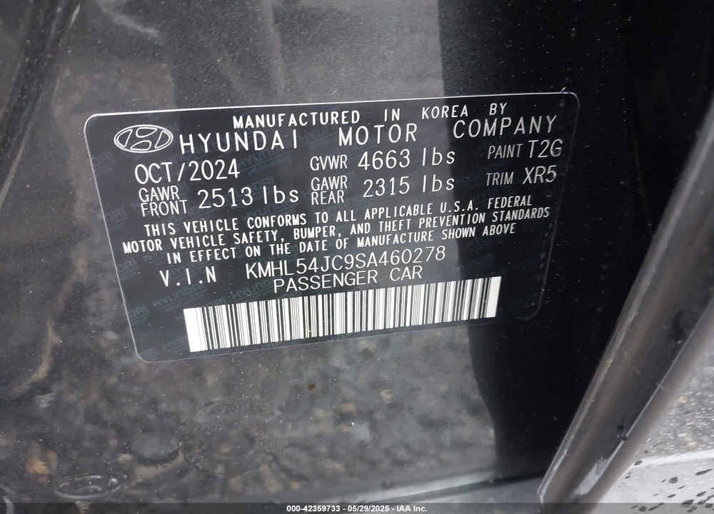 2025 HYUNDAI SONATA VIN: KMHL54JC9SA460278