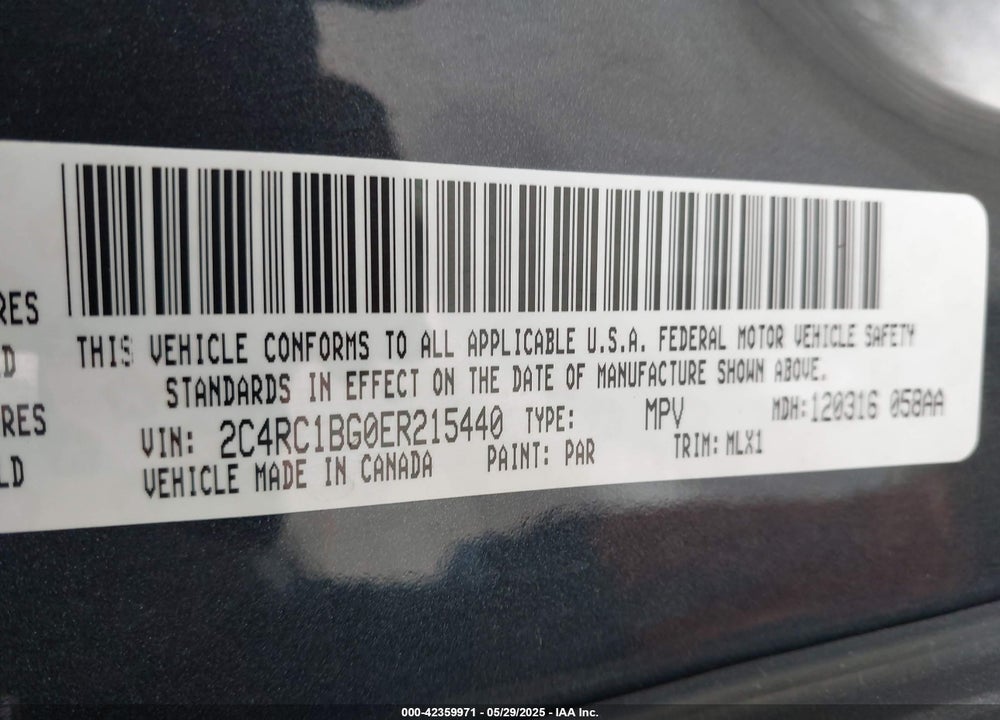 2014 CHRYSLER TOWN & COUNTRY VIN: 2C4RC1BG0ER215440