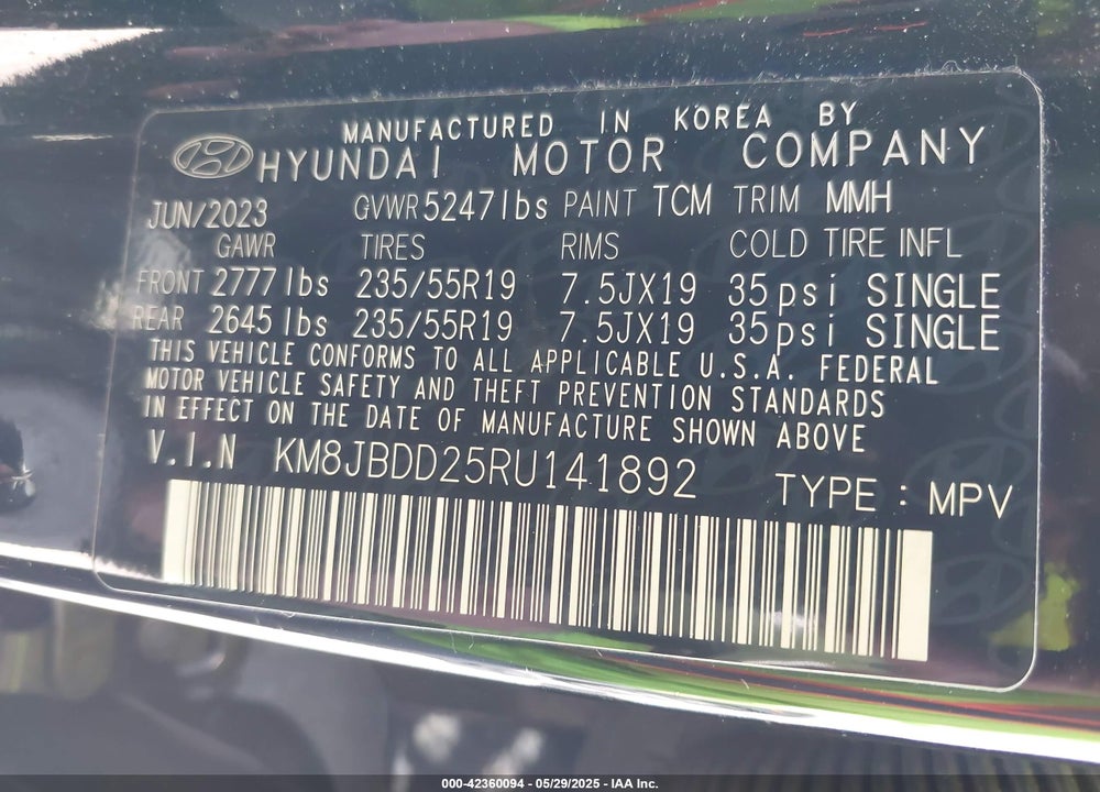 2024 HYUNDAI TUCSON PLUG-IN HYBRID VIN: KM8JBDD25RU141892