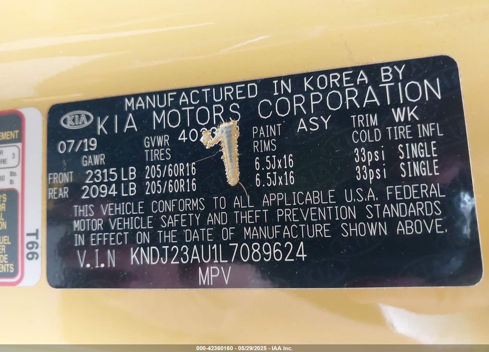 2020 KIA SOUL LX VIN: KNDJ23AU1L7089624