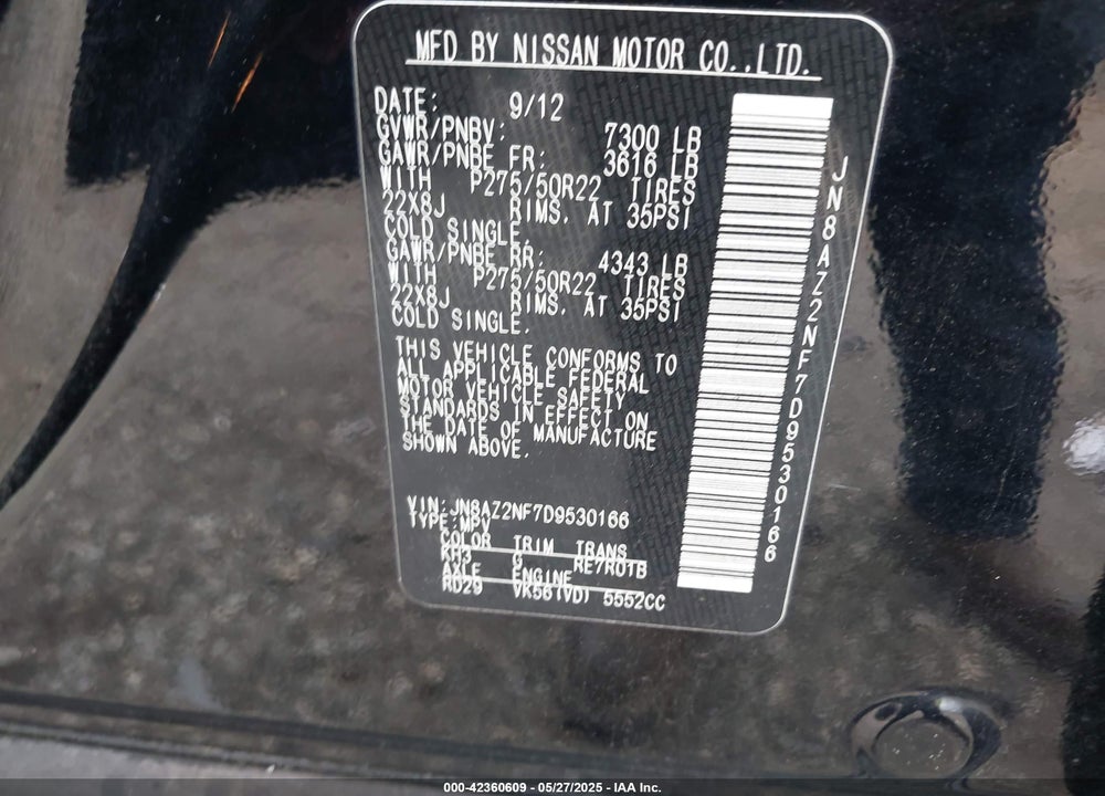 2013 INFINITI QX56 VIN: JN8AZ2NF7D9530166