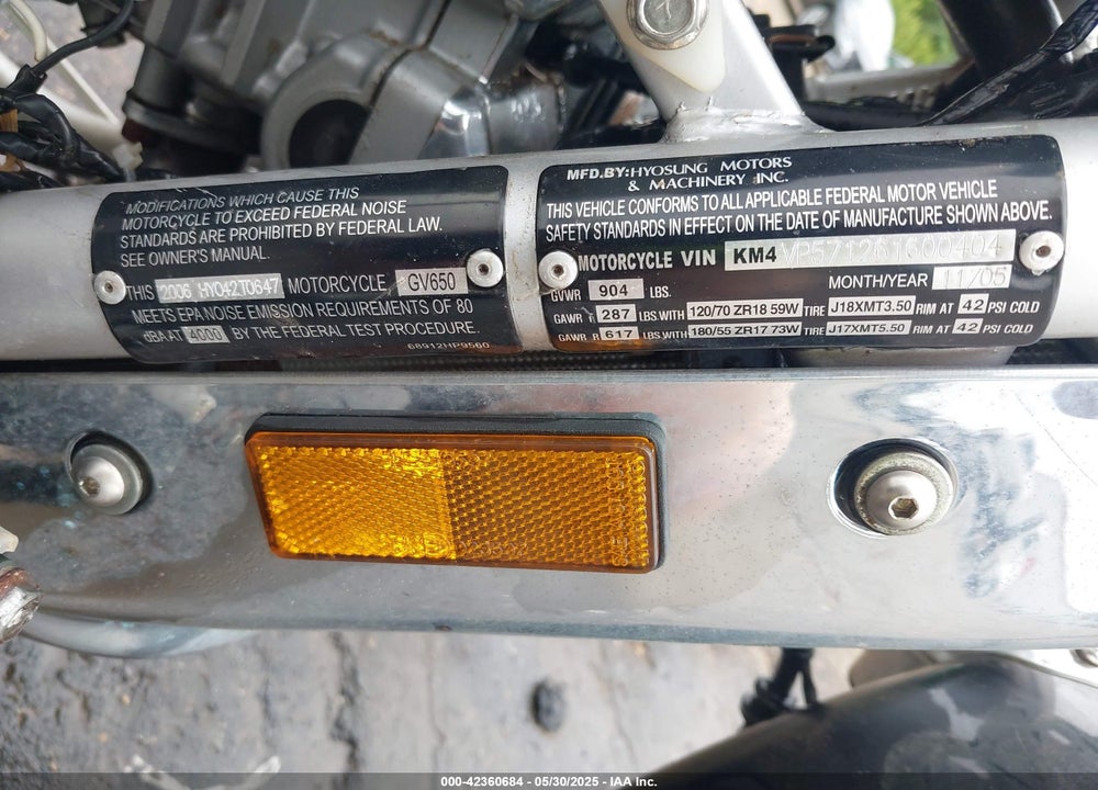 2006 HYOSUNG GV650 VIN: KM4VP571261600404