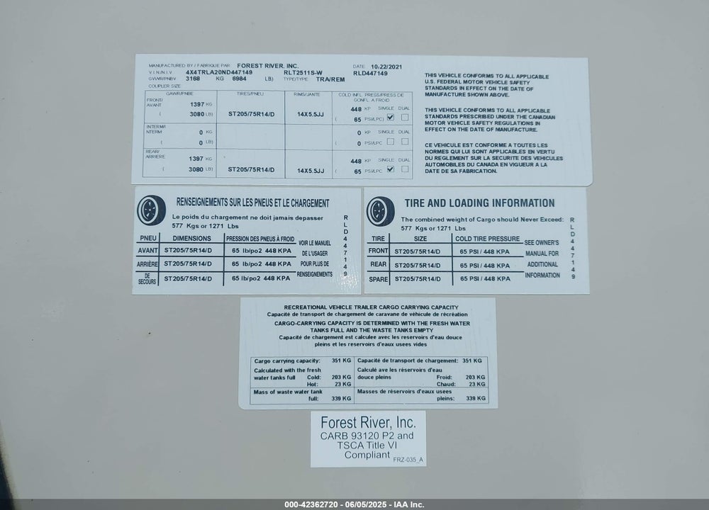 2022 ROCKWOOD OTHER VIN: 4X4TRLA20ND447149