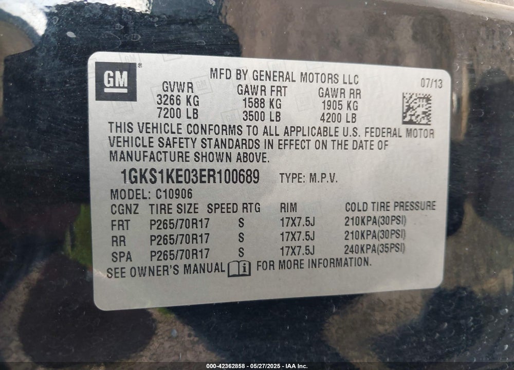 2014 GMC YUKON VIN: 1GKS1KE03ER100689