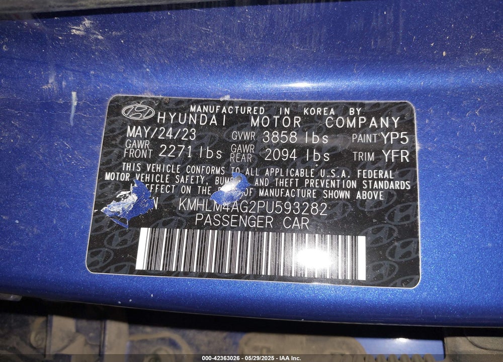 2023 HYUNDAI ELANTRA VIN: KMHLM4AG2PU593282