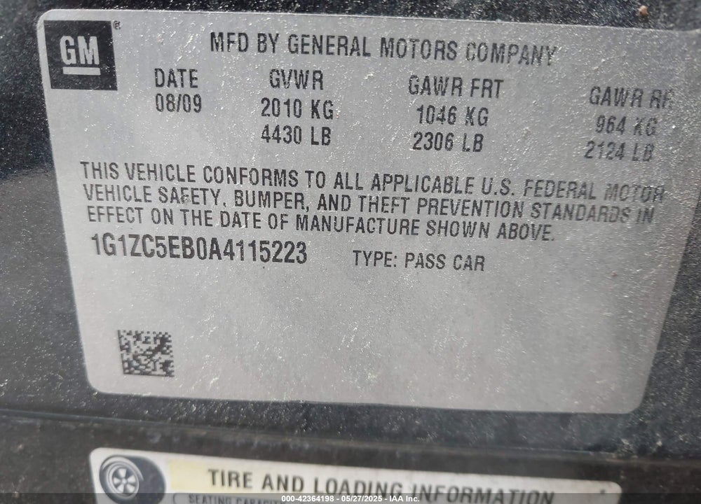 2010 CHEVROLET MALIBU VIN: 1G1ZC5EB0A4115223