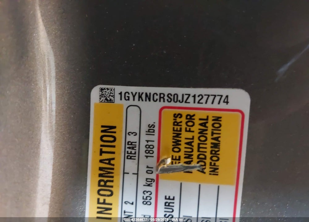 2018 CADILLAC XT5 VIN: 1GYKNCRS0JZ127774