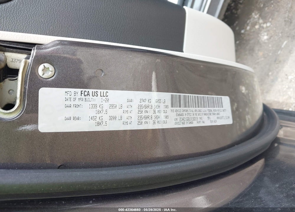 2020 CHRYSLER PACIFICA LIMITED VIN: 2C4RC1GG8LR156319
