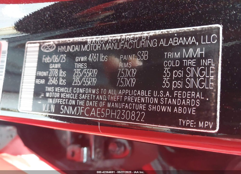 2023 HYUNDAI TUCSON SEL VIN: 5NMJFCAE5PH230822